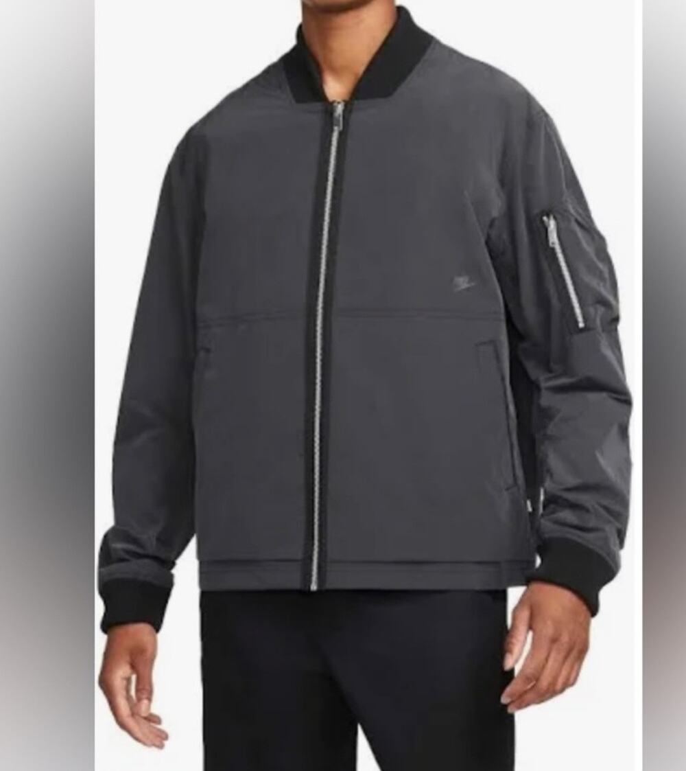 Nike Sportswear Style Essentials grey lined bomber jacket size XL Streetwear